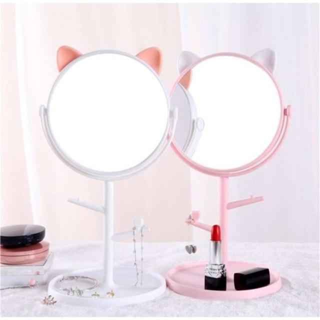 Gương Trang Điểm Để Bàn Tai Mèo Dễ Thương H226