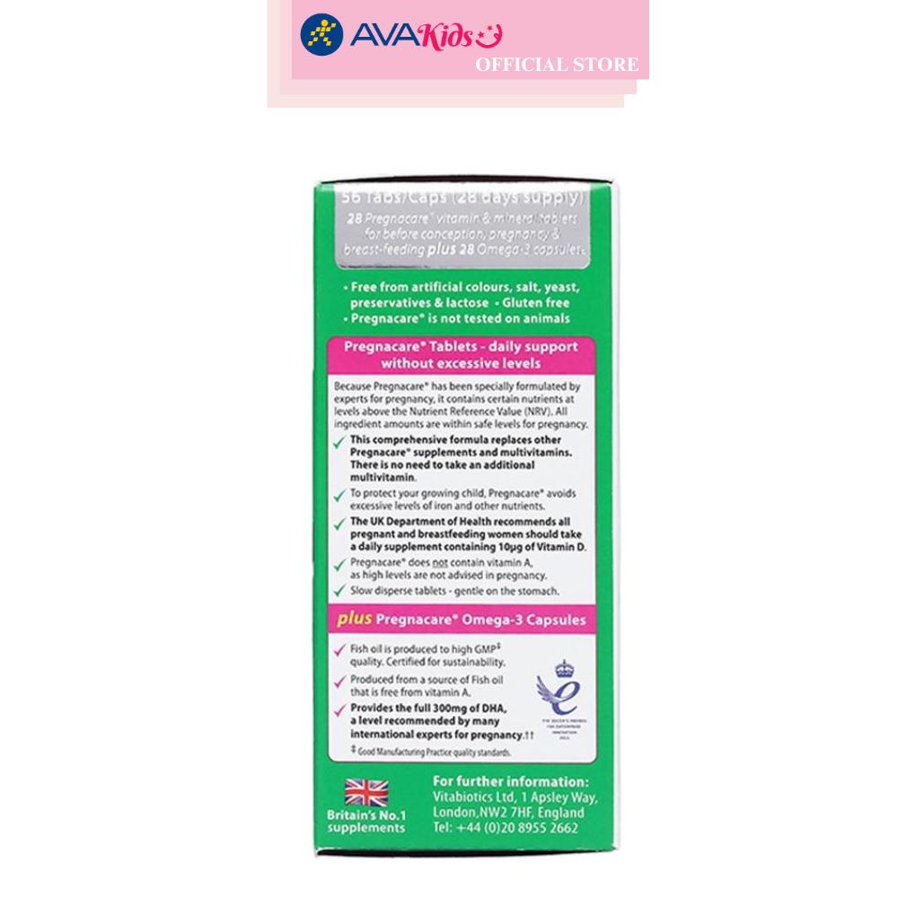Viên uống Vitabiotics Pregnacare Plus Omega 3 bổ sung vitamin và khoáng chất 56 viên
