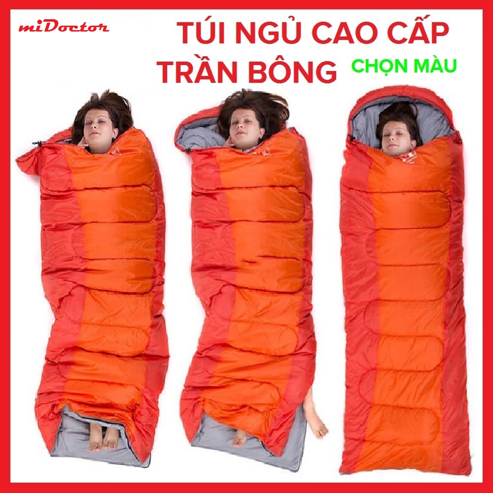 [LOẠI XỊN TRẦN BÔNG] (FREE SHIP) Túi ngủ văn phòng du lịch cao cấp có trùm đầu - Chính hãng