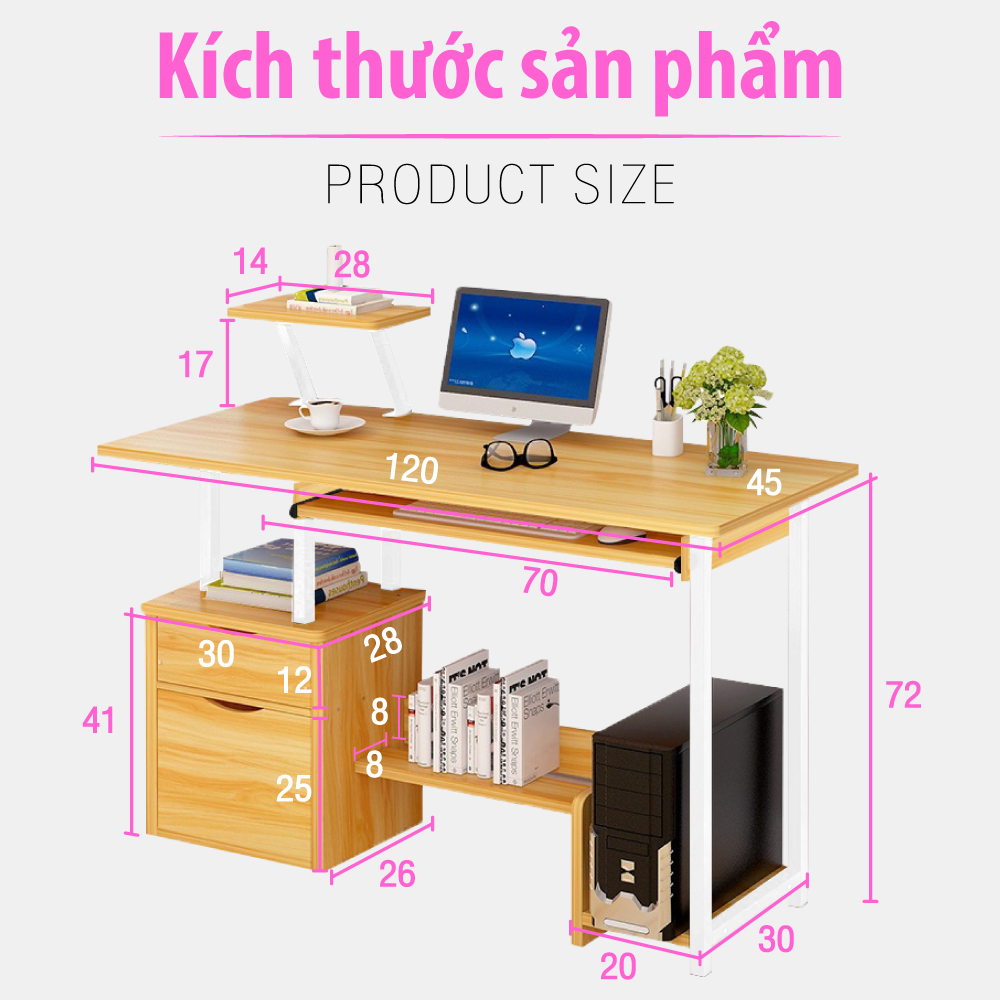 BG - Bàn học tập,làm việc đa năng siêu tiện ích mẫu mới 2021 model B2395 Thái Lan  - Nâu (Hàng nhập khẩu)