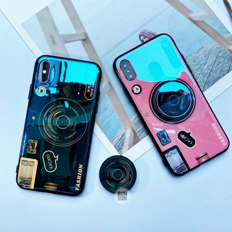 Ốp Lưng Dẻo In Họa Tiết Camera Kèm Popsocket Đồng Bộ Cho iphone X / XS MAX / 8 PLUS / 7 PLUS / 6 Plus