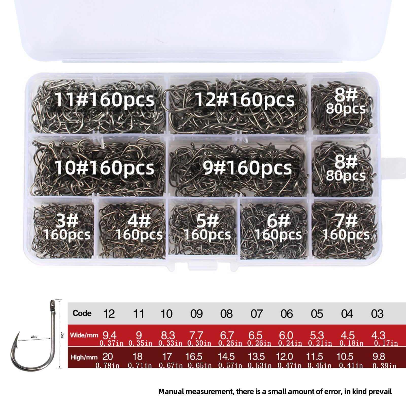 1600 Pieces Fishing Hooks Sea Fishing Fish Hooks Bass Weighted Hooks