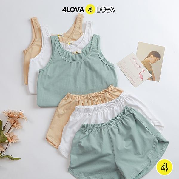 Sét bộ đồ sát nách nữ mặc nhà 4LOVA chất thun cotton cao cấp