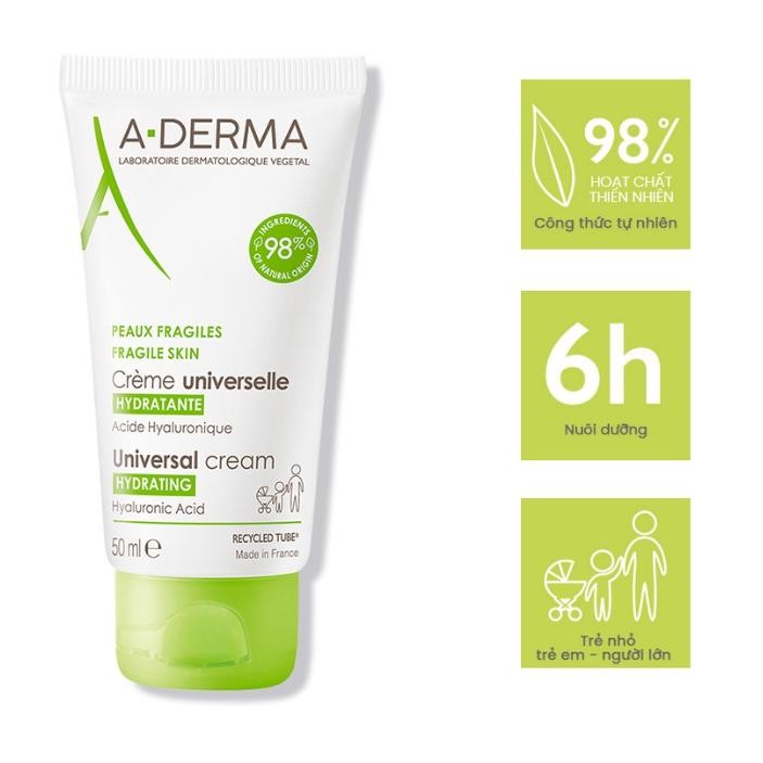 Kem dưỡng ẩm hàng ngày cho da mỏng manh A-DERMA UNIVERSAL CREAM HYDRATING 50ml