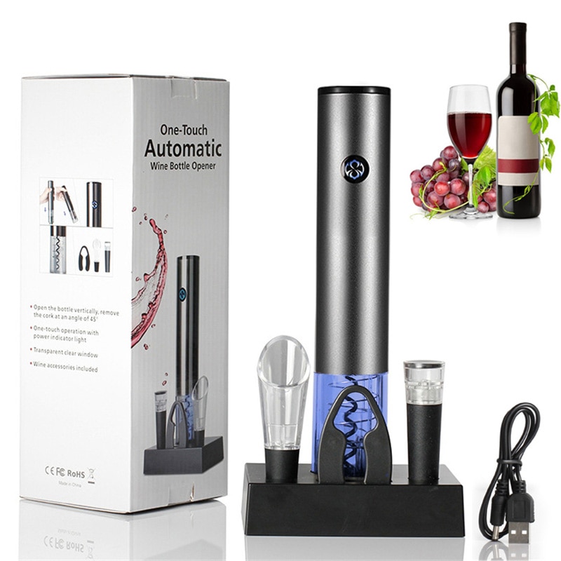 Quà Tặng Biếu ĐẲNG CẤP>>>Bộ Dụng Cụ Mở Rượu Vang 4in1 >> Nút Cảm Ứng >>> Pin Sạc