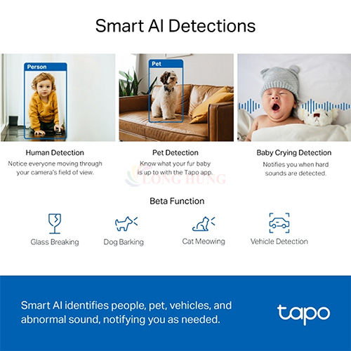 Camera trong nhà TP-Link Tapo Pan/Tilt Home Security Wifi 4MP 2K C220 - Hàng chính hãng