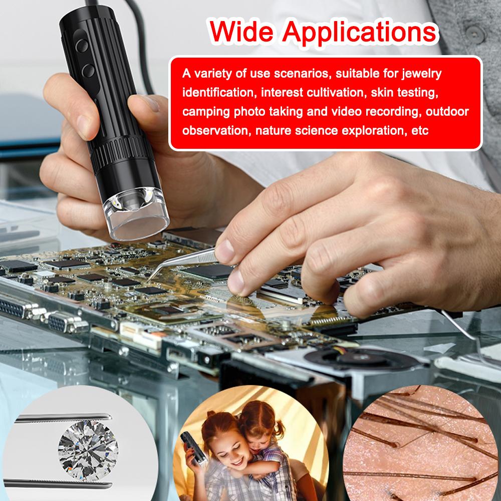 Digital Microscope 50-1000X Magnification Portable Soldering Microscope 1080P USB Microscope for Identification Observation