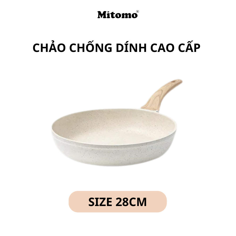 Bộ nồi vân đá chóng dính cao cấp 4 món Mitomo, đúc nguyên khối, nấu trên mọi loại bếp - Hàng chính hãng