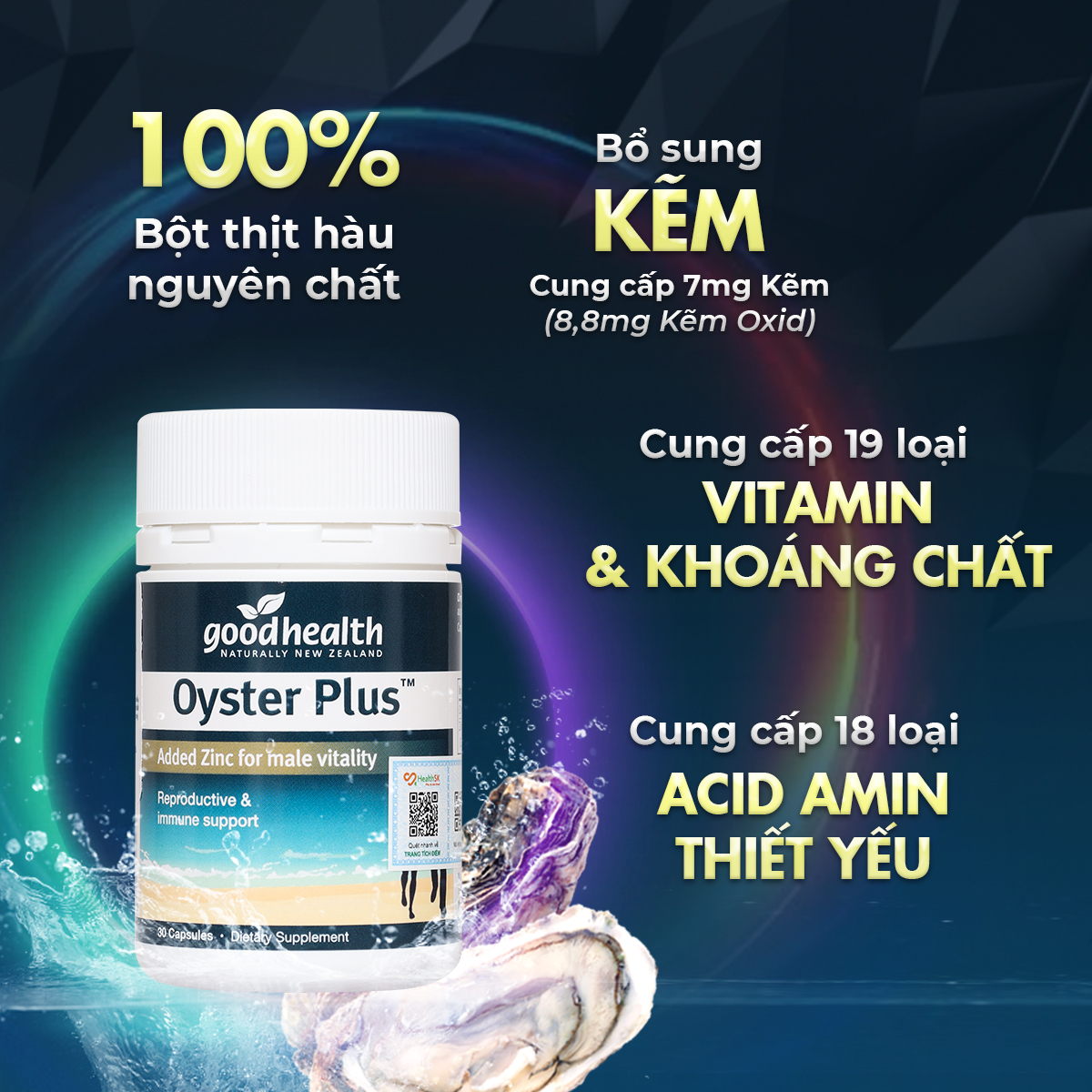 Combo 4 hộp Tinh Chất Hàu Biển Goodhealth Oyster Plus 30 Viên - Giúp Tăng Cường Sinh Lý - Cải Thiện Chất Lượng Tinh Trùng - Hàng Chính Hãng New Zealand