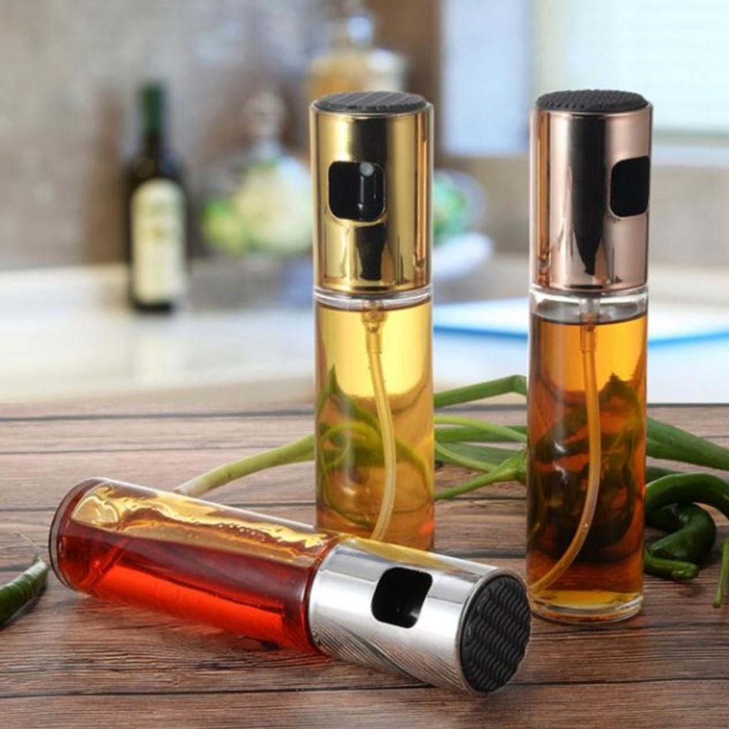 Chai xịt dầu ăn thủy tinh dùng cho đồ nướng, nồi chiên không dầu