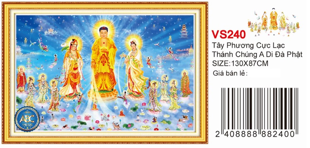 Tranh đính đá tây phương cực lạc VS240 - 130 x 86 cm - chưa đính
