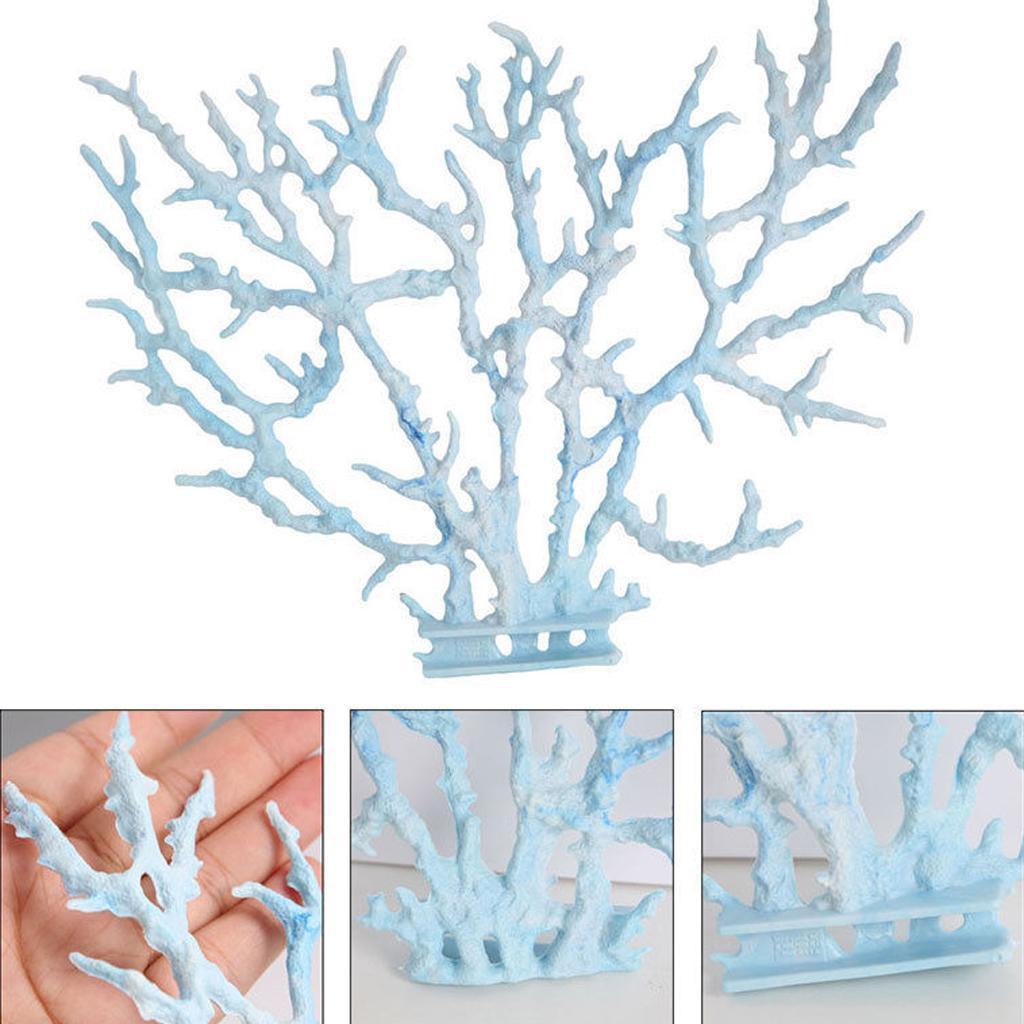 Artificial Plant Plastic Coral f/ Aquarium Fish Tank Background Decor L Blue