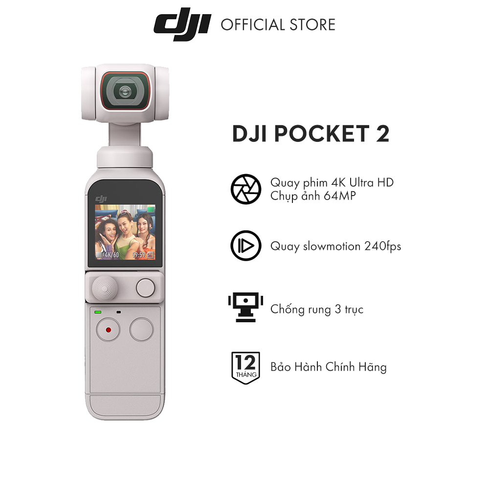 DJI Osmo Pocket 2 Sunset White Máy quay phim  Chống Rung 4K 60fps  Hàng chính hãng