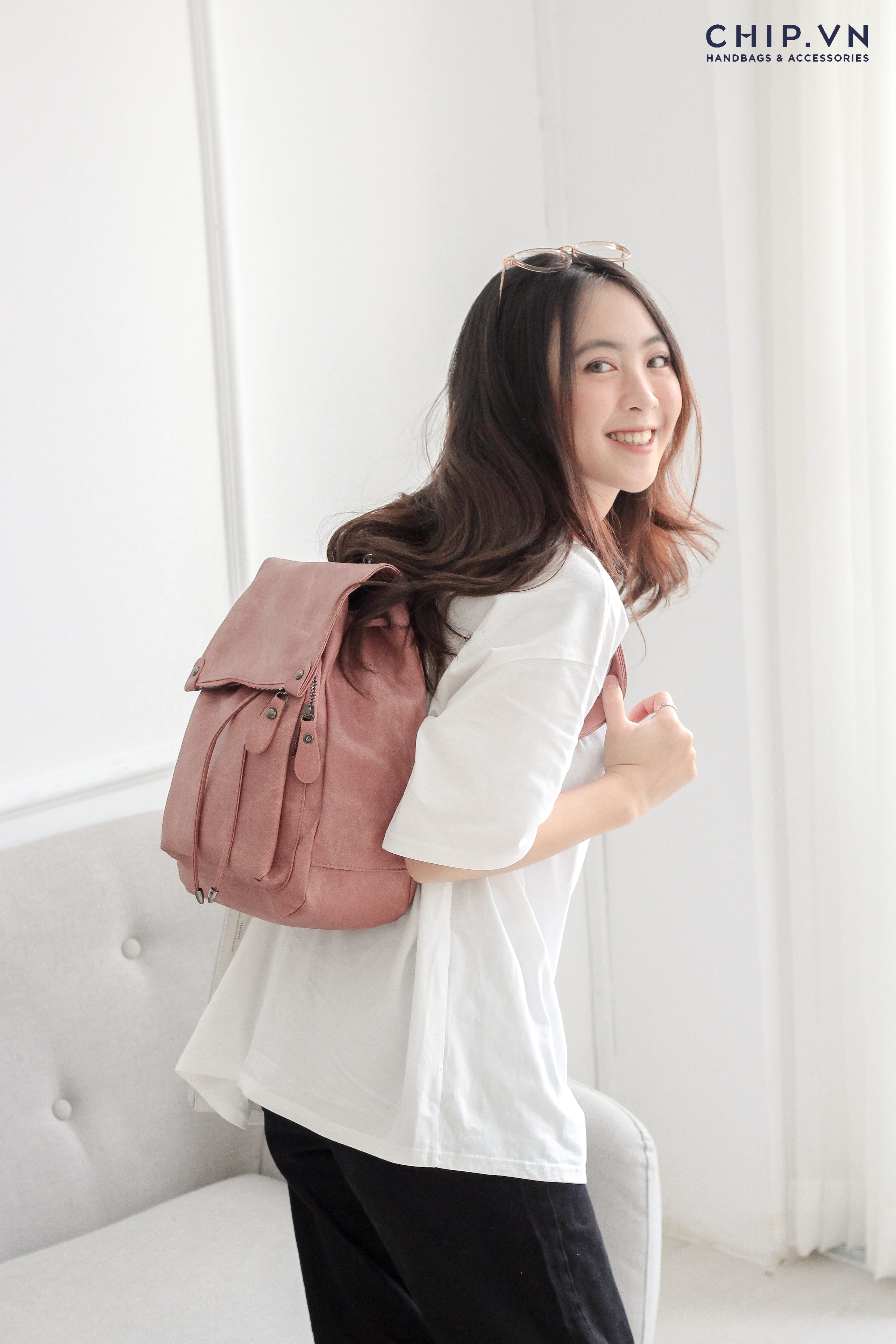 Balo Nữ Dây Rút Nắp Đậy CHIPVN - BL1428