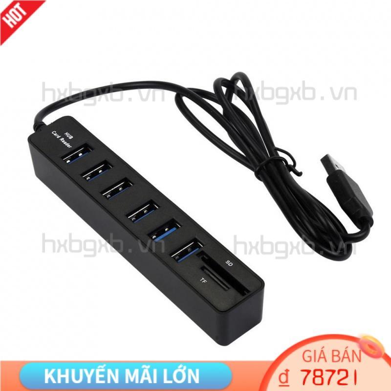 Cable Hub USB 2 0 6 Ports Wire Splitter High-speed Computer Power Cord Adapter with TF SD Card Reader