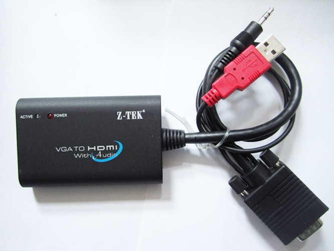 Bộ chuyển đổi VGA sang HDMI có Audio Z-TEK ZE577C, chuyển đổi cổng xuất hình cho máy tính, laptop, box tivi, Hàng chính hãng