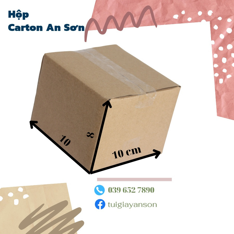 Hộp Bìa Carton Hộp Bìa Gói Hàng Ship Cod Dày Dặn KT 10x10x8cm