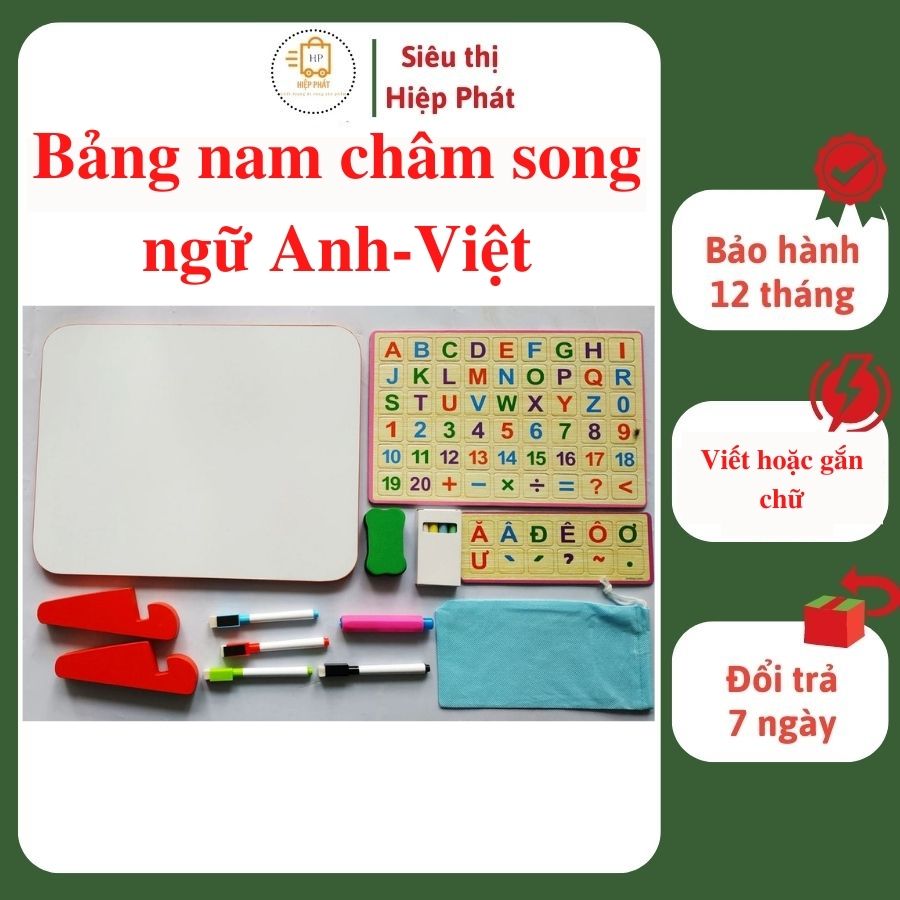 Bảng nam châm số, song ngữ Việt Anh 2 mặt vừa học vừa chơi giúp bé phát triển tư duy - An toàn cho bé