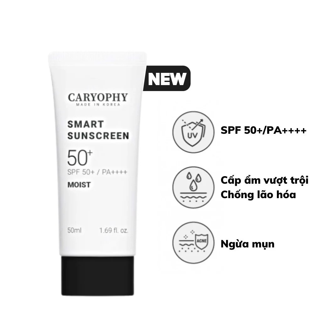 Kem Chống Nắng Dưỡng Ẩm, Ngừa Mụn Không Nâng Tone Caryophy Smart Moist Sunscreen 50ml - MOIST