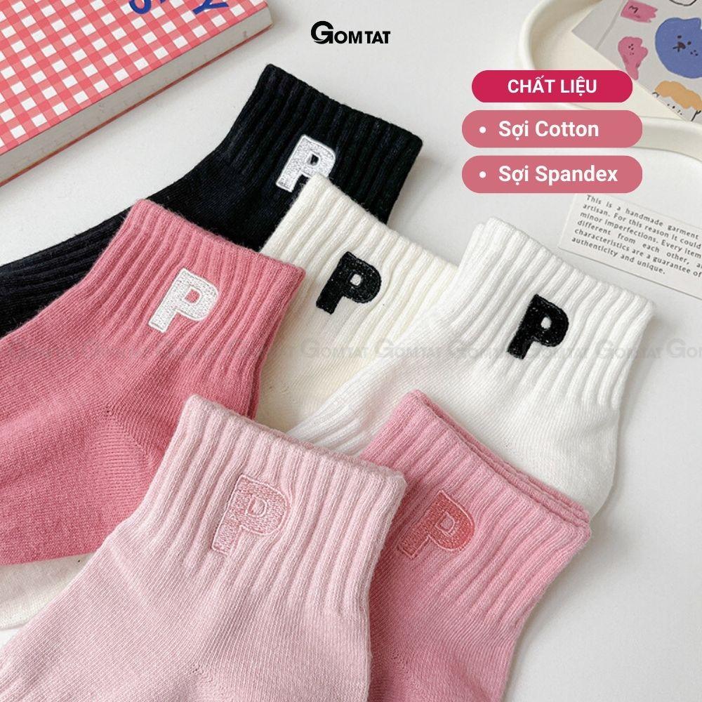 Tất nữ cổ ngắn cao cấp mẫu chữ P, vớ cổ thấp chất liệu cotton mềm mại, thấm hút - NGANCHUP-UYE-7003-1DOI