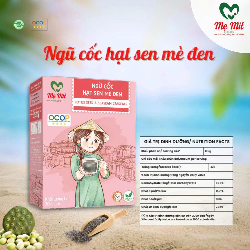 Ngũ Cốc Hạt Sen Mè Đen Mẹ Mít Hộp 300g - Dinh Dưỡng, Ngon Từ Thiên Nhiên, Dưỡng Tâm An Giấc, Đẹp Da, Ăn Chay, Healthy