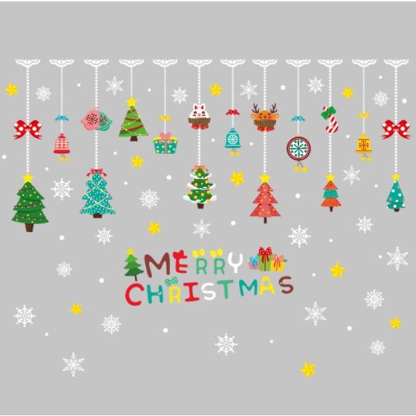 Decal trang trí Noel Hít Tĩnh Điện - Rèm dây thông đáng yêu nhiều màu sắc