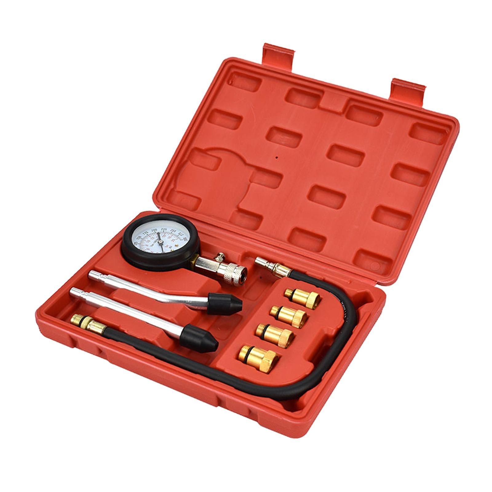 Set of 8 Petrol Engine Cylinder Compression Tester Tool 0-300 PSI Hardware