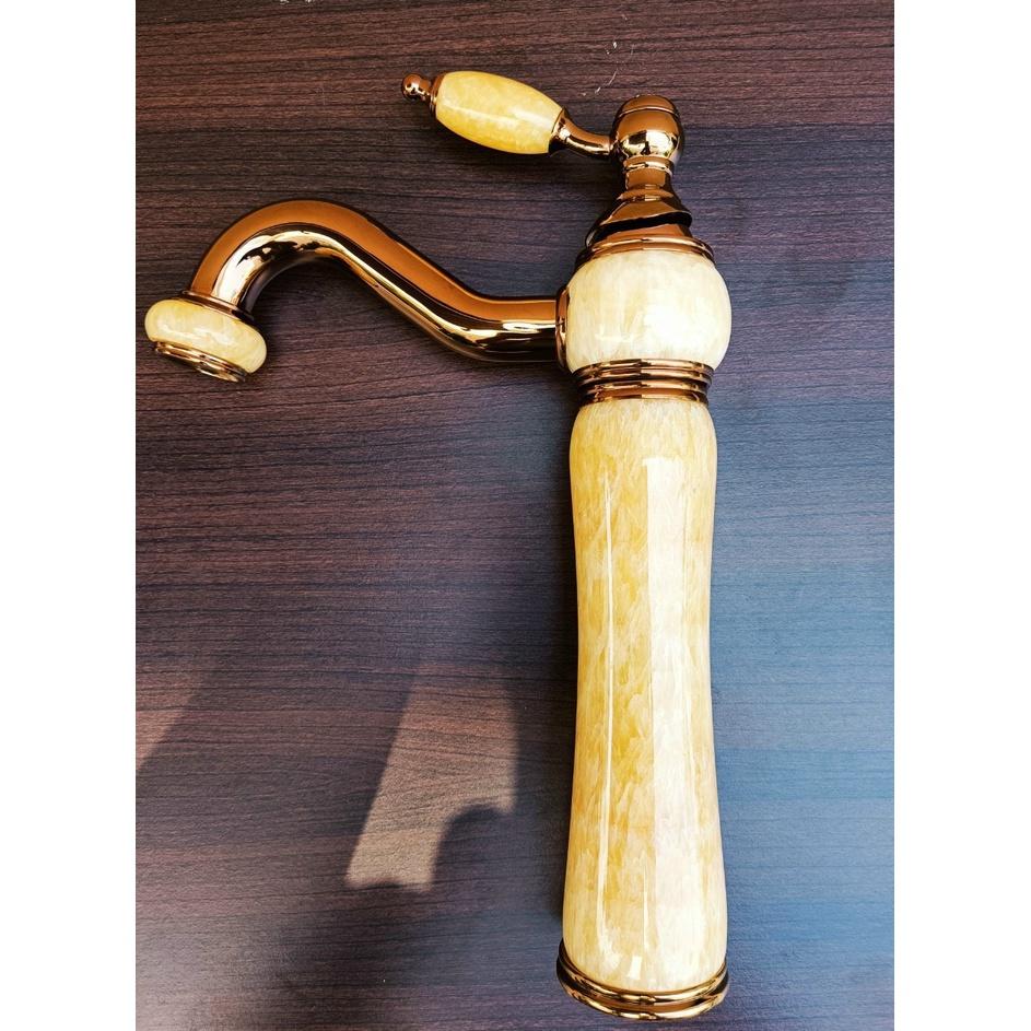 Vòi lavabo nóng lạnh thân đá Cẩm Thạch