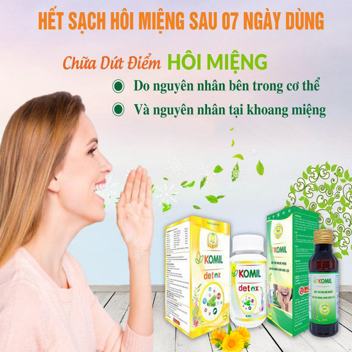 [Combo 2 hộp] Khử mùi hôi miệng làm thơm miệng, lưu giữ hương thơm dược liệu, làm sạch răng miệng, loại bỏ mùi hôi miệng do do vi khuẩn, do viêm nướu, sâu răng, do thức ăn, hút thuốc - Komil 100ml