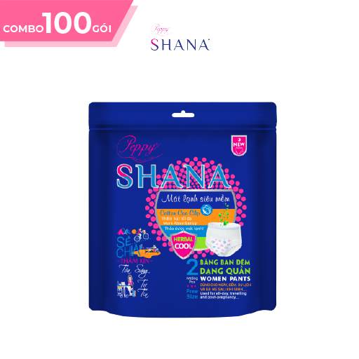 Combo 100 gói Băng Vệ Sinh Quần Peppy Shana Siêu Thấm Free Size (200 miếng)