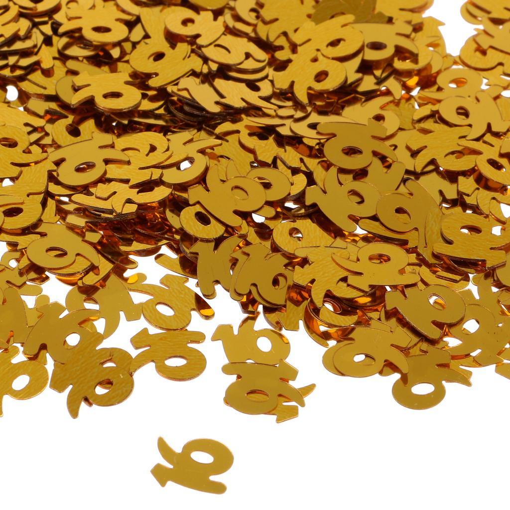2X Table Confetti Age Birthday Party Wedding Anniversary Table Confetti Gold 16