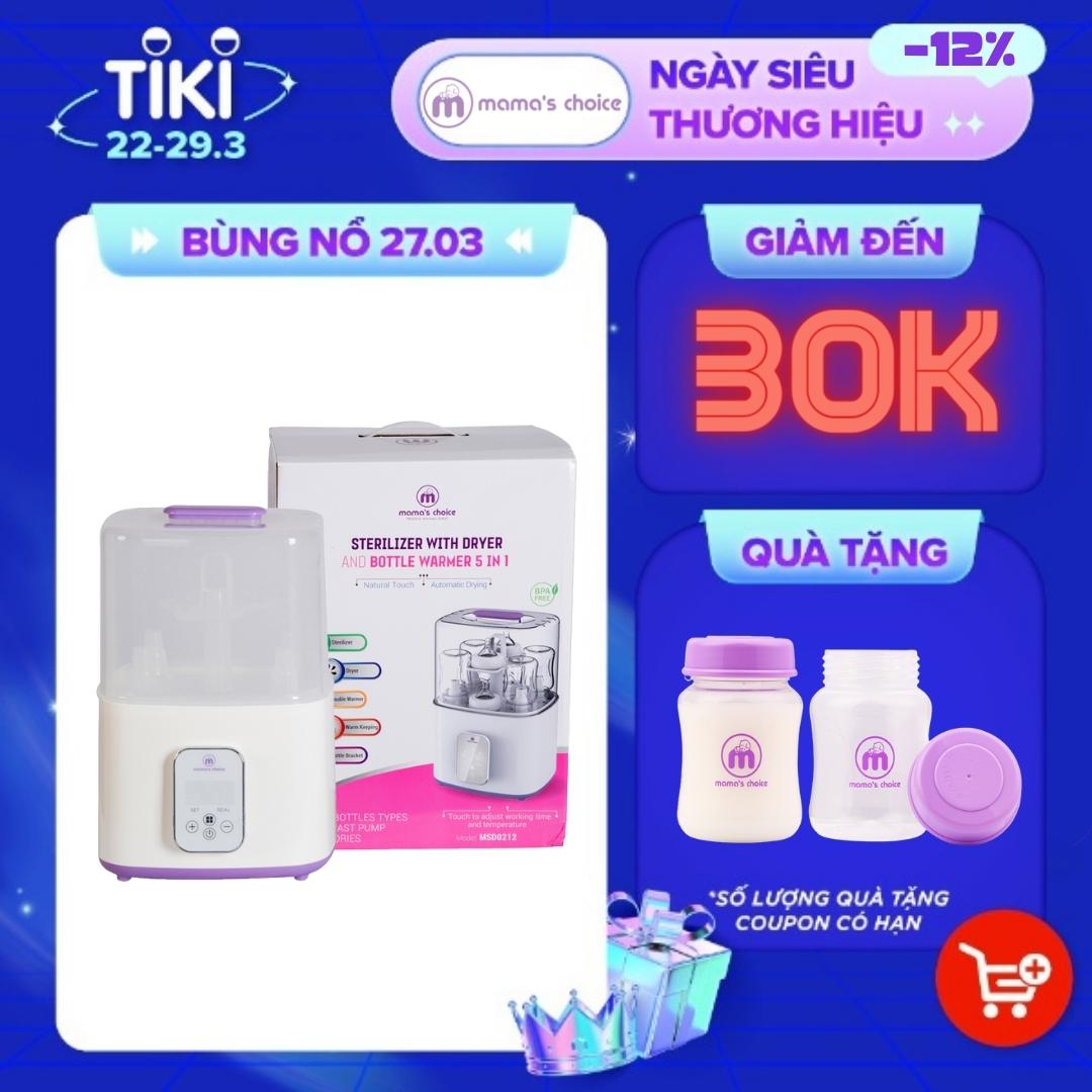 Máy Tiệt Trùng Bình Sữa Mama’s Choice 5in1 Tích Hợp Chức Năng Sấy Khô Phụ Kiện và Hâm Sữa Cho Bé, BH Chính Hãng 12 Tháng