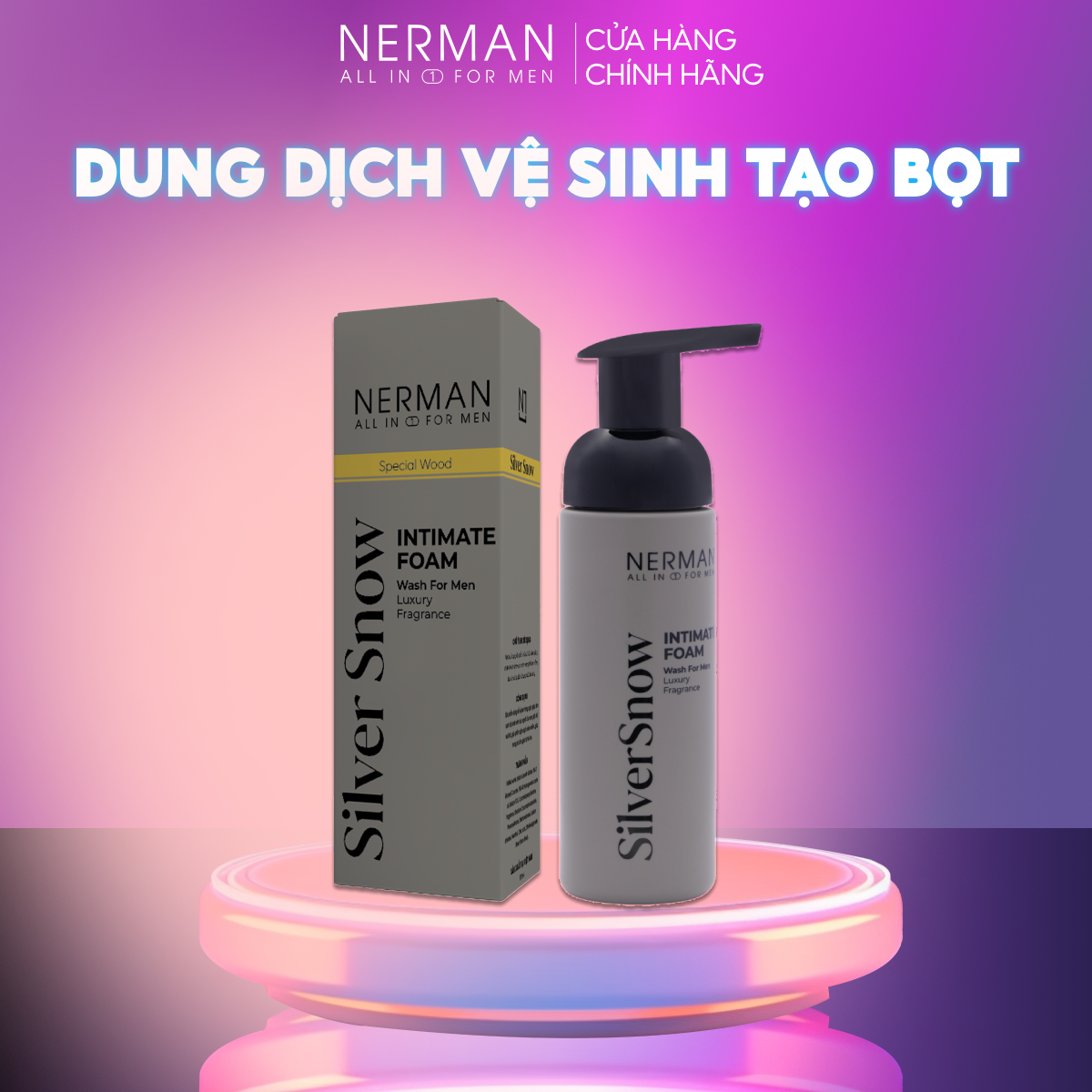 Dung dịch vệ sinh tạo bọt Nerman Silver SNow - Hương nước hoa cao cấp 100g