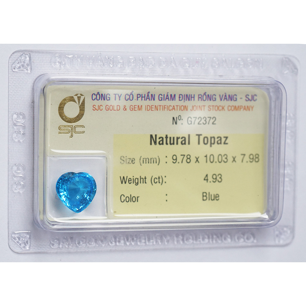 Mặt Đá Quý Topaz Mài Giác Trái Tim Tự Nhiên Kiểm Định