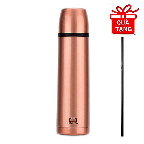 Bình Giữ Nhiệt Lock&amp;Lock Vienna LHC1430SV (500ml) - Hàng Chính Hãng, Ruột Bình Bằng Thép Không Gỉ, Nắp Có Thể Dùng Làm Cốc Uống Nước, Tặng Kèm Ống Hút