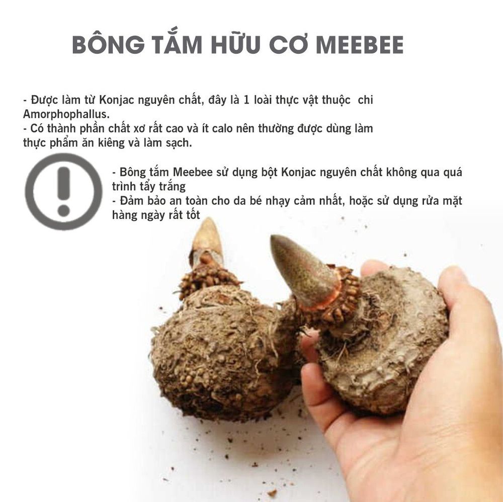 Bông tắm hữu cơ organic cho bé Meebee tạo bọt siêu mềm mại, an toàn