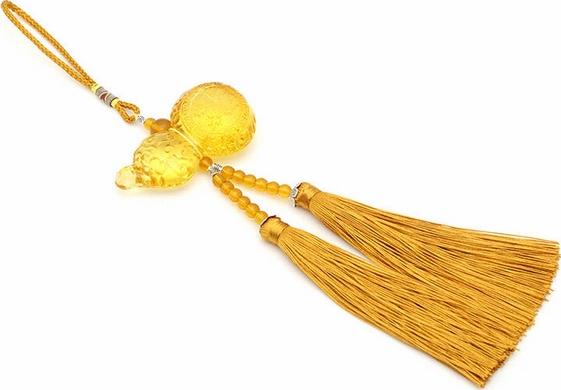 Dây Treo Ô Tô Hồ Lô Cỡ Đại Thạch Anh Lưu Ly - Vàng