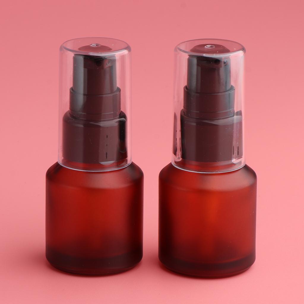 2pcs Empty Spray Pump Bottle Refillable Emulsion Lotions Bottle Glass 15ml