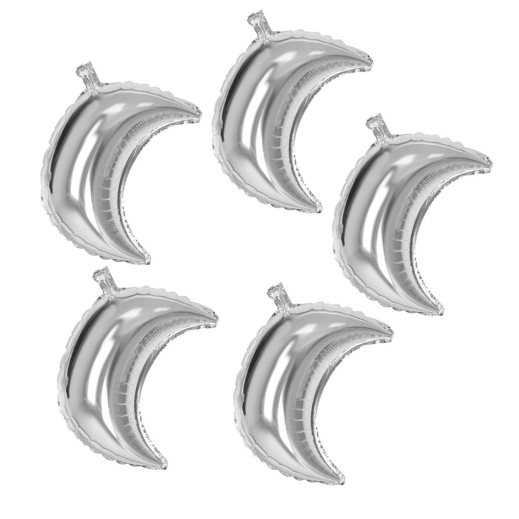 5 Pieces Mylar Moon Balloon Foil Air Balloon for Wedding Baby Shower Silver