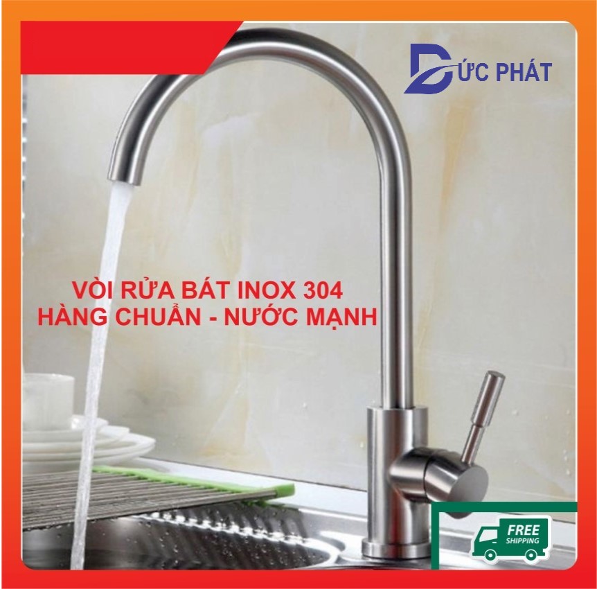 Vòi rửa bát nóng lạnh inox 304 xịn, vòi chậu rửa bát inox chuẩn không rỉ
