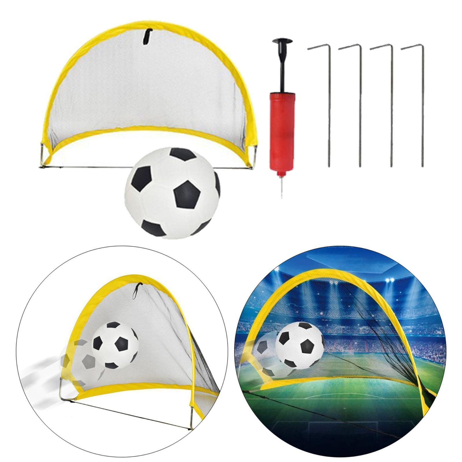 Soccer Goal - Folding Portable Net with Ball, Carry Case and Ground Stakes - Practice kids children play Adults