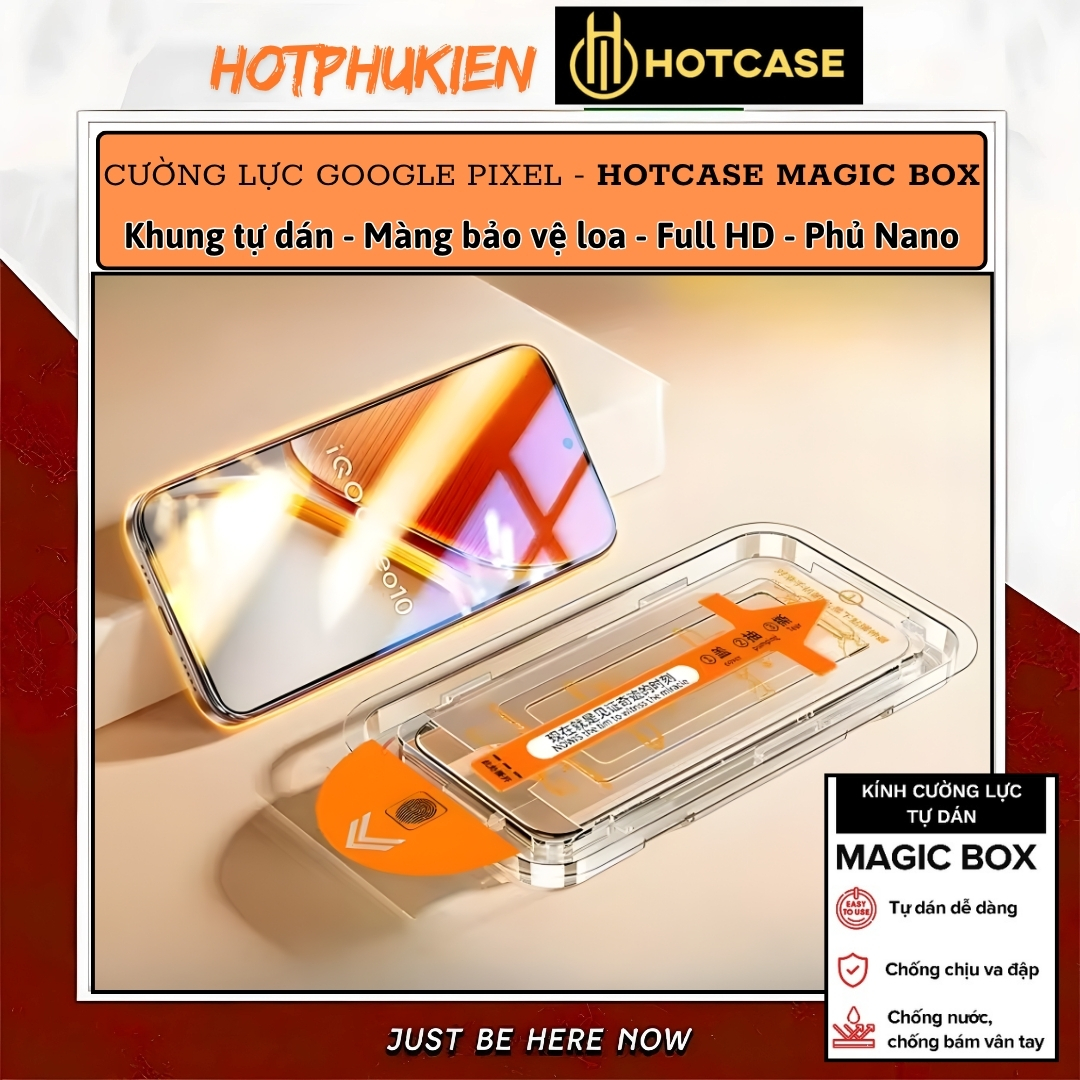 Kính cường lực full viền màn hình 9H ClearFit AutoGlass khung tự dán cho Google Pixel 10 9 9A 8 6 7 9 Pro XL 8A 7A 6A hiệu HOTCASE Dusty - Lớp phủ Olephobic chống vân tay, độ cứng 9H,vát cạnh 2,5D, mỏng 0.3mm - Hàng nhập khẩu