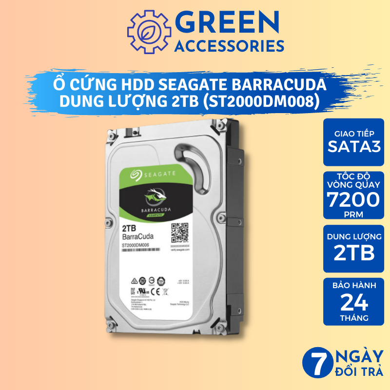 Ổ Cứng PC HDD Seagate Barracuda 2TB ST2000DM008 72000prm - Hàng Chính Hãng