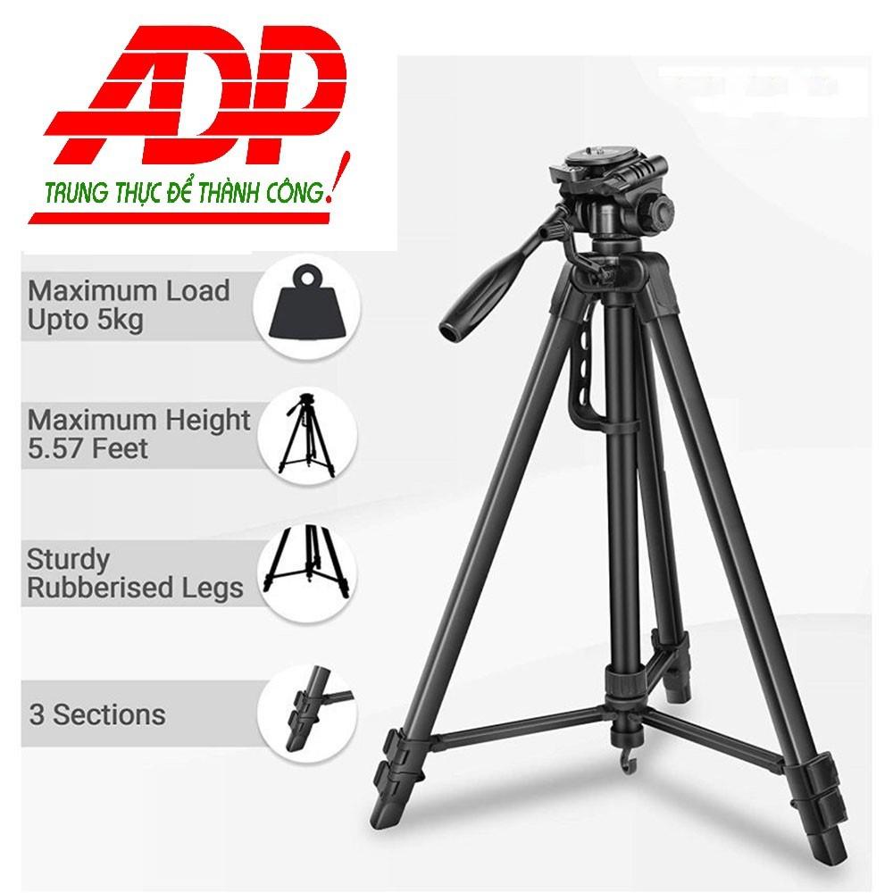 Giá đỡ chụp ảnh điện thoại Tripod 3 chân 3366 có remote bluetooth tương thích với nhiều dòng máy