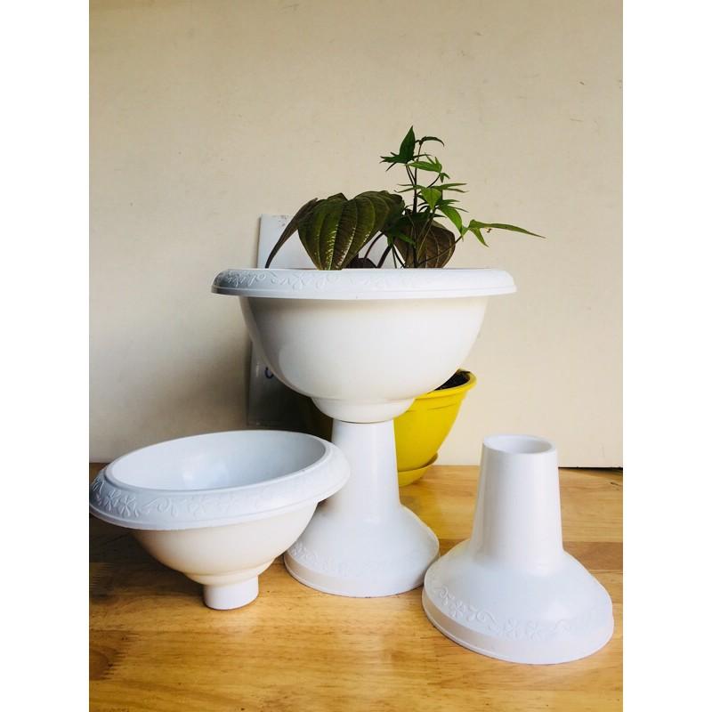 Chậu Ly Nhựa Chân Đế Dáng Cao, Chậu Nhựa Trang Trí nội thất trồng hoa kiểng