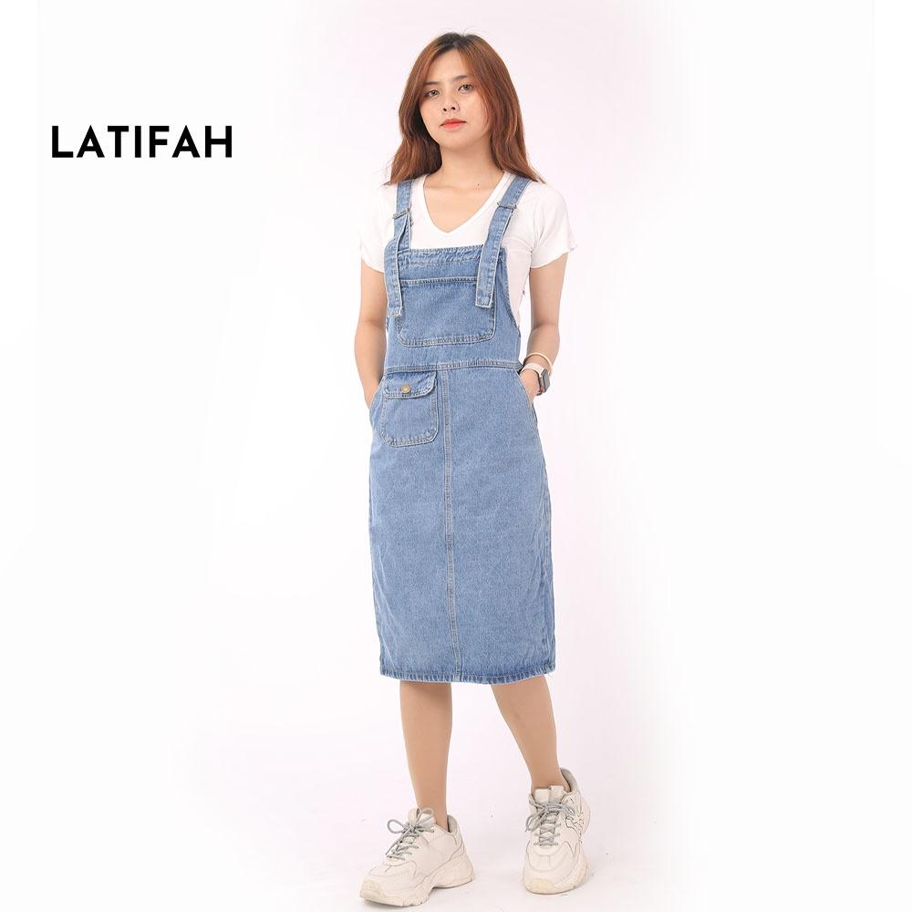 Yếm váy jean LATIFAH form dài có nắp YJ011 phong cách hàn quốc