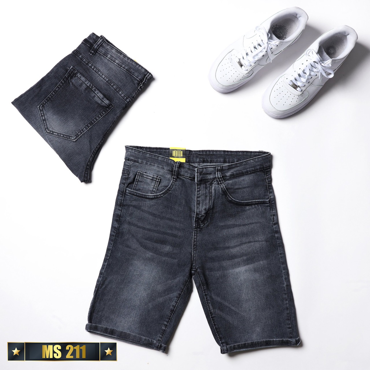 Quần short jean nam co giãn màu đen trơn, quần sọt nam mẫu mới chất denim cao cấp thời trang Benny Fashion - MQ211