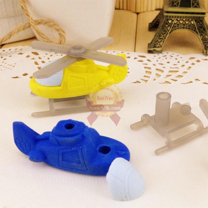 Gôm tẩy bút chì hình máy bay trực thăng cute Đồ chơi xếp hình lắp ráp cho bé