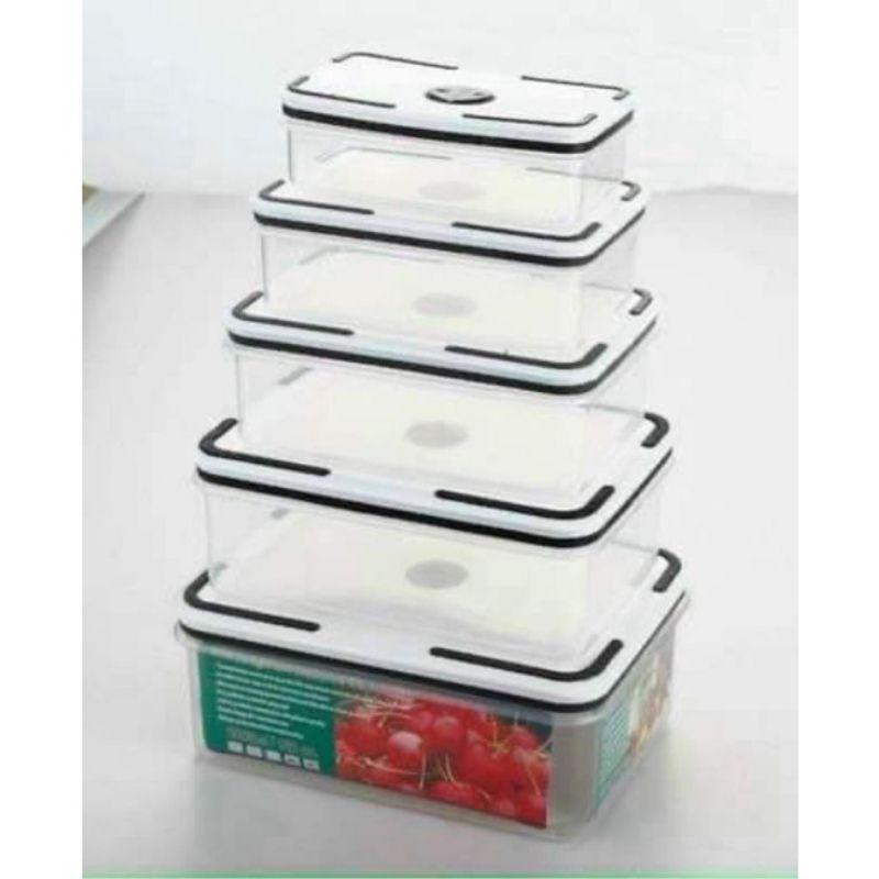 SET 5 HỘP NHỰA CHỮ NHẬT ĐỂ THỰC PHẨM TRONG TỦ LẠNH CÓ NẮP ĐẬY
