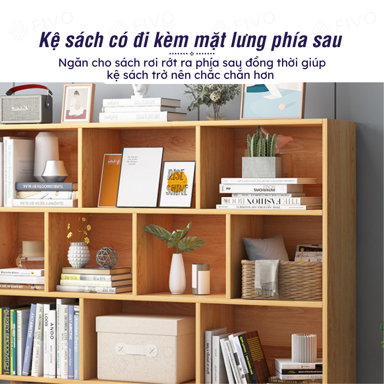 Kệ Sách Gỗ MDF FIVO FB60 (80 x 24 x 107cm) Thiết Kế Đơn Giản (Có Kèm Tấm Lưng) - Hàng Chính Hãng